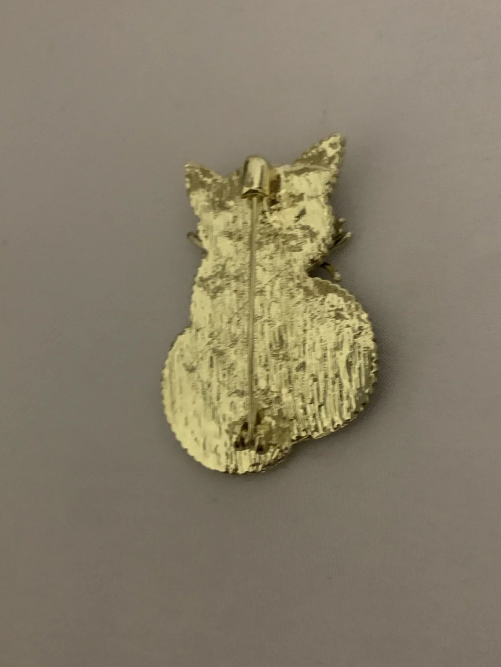 Gold-Tone Black and Brown Cat Enamel Brooch
